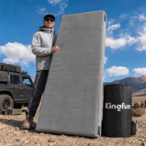 3 Inch CertiPUR-US Memory Foam Camping Mattress Pad, Waterproof Roll up Sleeping Pad, Thick Floor Sleeping Mats for Tent with Removable Travel Bag, Gray, Single 75" X 30" X 3 inch