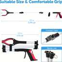 Grabber Reacher Tool - 43 Extra Long Foldable Gripper and Reaching Tool - Heavy Duty Pick Up Stick Grabbers for Seniors, Trash, Surgery Recovery Must Haves Gifts (Red-43in)