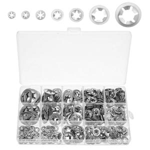 530Pcs Internal Tooth Star Lock Washers -M3 M4 M5 M6 M8 M10 M 12 Quick Speed Locking Washers - 304 Stainless Steel Push on Lock Washer Assortment Kit for Automotive Machinery Electronics