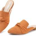 MUSSHOE Mules for Women Flats Comfortable Pointed Toe Slip on Women Mules Flats (Brown)