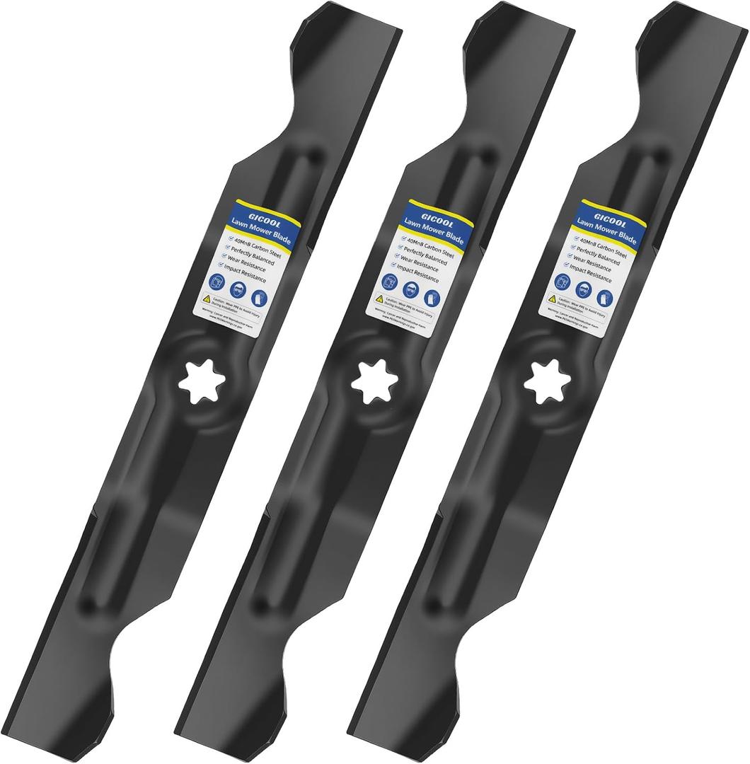 GICOOL 942-04053C Cub Cadet 50 Inch Mower Blades for Zero Turn Riding Mower RZT50 LT1050 SLT1550 LGT1050 Replace 742-04053 942-04056 (6 Point Star Mounting Hole)