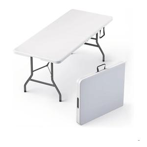 6 Feet Foldable Table with Built in Handle & Steel Legs | 6FT Heavy Duty Folding Portable | Perfect for Party, Dining, Wedding, Events, Picnic Indoor, Outdoor, Camping, Utility, Folding - 6 Foot