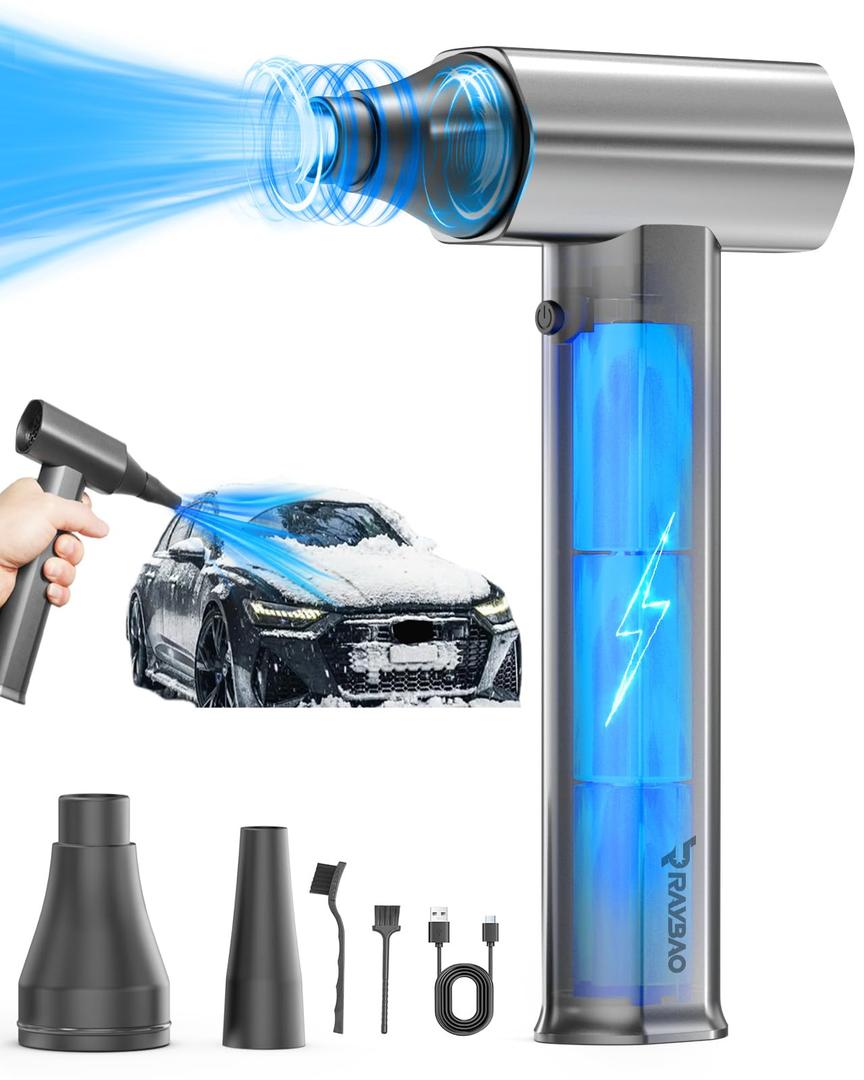 Snow Whiz Turbo Blower, 130,000 RPM High-Speed Cordless Mini Snow Blower Air Duster, 4-Gear Jet Dry Blower for Light Snow, Computer Keyboard, Car & Outdoor Cleaning