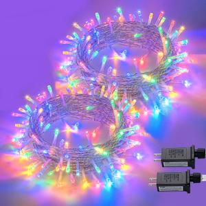 JMEXSUSS 2 Pack 100LED Multicolor Christmas Lights Indoor, 33 Ft Connectable Christmas Tree Lights Multicolor Outdoor Waterproof, 8 Modes String Lights Plug in for House Tree Party