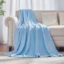 JIAHANNHA Flannel Fleece Ice Blue Blanket Throw Size(50 by 60 Inches),Light Blue Throw Blanket for Couch Sofa Bed,Super Soft Plush Cozy and Lightweight Warm Bed Blanket for All Season