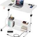 Standing Desk Small Computer Desk,Small Desk for Bedroom,Corner Desk for Small Space,Small Office Desk Adjustable Desk,Mini Desk Stand Up Desk Laptop Desk,Portable Rolling Desk 31.5 Inch White