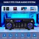 Amp10 Amplifier Home Audio,400W Power Amplifier 2 Channel Stereo Receiver with Bluetooth 5.0,Active Subwoofer Output, FM Radio, USB/SD/AUX, MIC, Remote Control for Home Theater