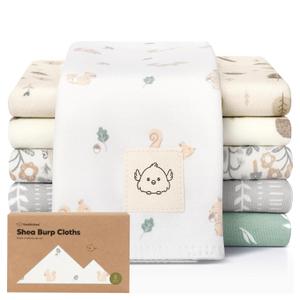 Organic Burp Cloths Baby Boy, Girl - 6-Pack Large 100% Cotton Burping Cloths for Babies, Spit Up Rags, Super Absorbent, Ultra Soft Newborn Rag, Gender Neutral, Machine Washable, Durable (Prairie)
