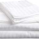 500-Thread-Count Bed Sheet Set King Size Fits 15-18 Inches Deep Pocket (Stripe, Classic White)