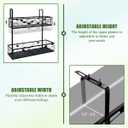 2-Tier Balcony Flower Pot Stand Rack, Hanging Railing Planter Shelf Basket, Height Adjustable Iron Hanging Flower Pot Holder for Balcony Decor Patio Porch Fence Railing