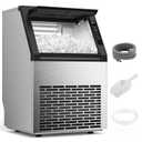 Commercial Ice Maker Machine, 80Lbs/24H Under Counter Ice Maker, Freestanding with Ice Thickness Control & Stainless Steel, 36 Cubes in 15 Mins, 28Lbs Storage Capacity, for Home, Bar, Cafe, Offices (EXP 08/05/26)