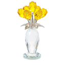 Movdyka Crystal Yellow Rose Flower Figurine with Vase Handmade Romantic Glass Rose for Wife Mom on Birthday Christmas Wedding Home Decorations