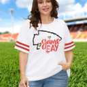 Plus Size Game Day Football Shirt Women Sports Season T-Shirt Football Mom Graphic Tee Sunday Funday Tops (White, XXXL)
