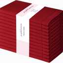 PurpleEssences Set of 12 Hemstitch Cloth Dinner Napkins 100% Cotton - Soft Durable Washable - Ideal for Wedding Fall Thanksgiving - Perfect Everyday Use Table Linen 18x18 - Red