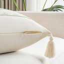 Fancy Homi Set of 2 Sage Green Boho Decorative Throw Pillow Covers 20x20 Inch for Living Room Bedroom Couch Bed Indoors, Rustic Retro Cushion Case with Tassels, Accent Macrame Woven Room Home Decor