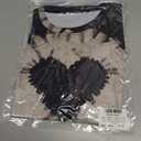 Remidoo Women's Casual Tie Dye Heart Graphic Tee Shirt Short Sleeve Crewneck Tops Black X-Large 