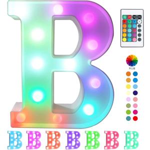 Pooqla Colorful LED Marquee Letter Lights with Remote  Light Up Marquee Signs  Party Bar Letters with Lights Decorations for The Home - Multicolor B