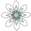 20 inch metal flower wall decor art, wood composite wall decor art, metal 3D wall art, farmhouse decoration, bathroom living room, home office, garden, kitchen, multi flower hanging decoration
