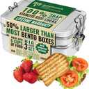 Stackable Stainless Steel Bento Box for Adults with Snack Pod - Holds 6 Cups of Food, 100% Crack-Resistant, Secure Locks, Eco-Friendly Lunch Box Container for School & Office
