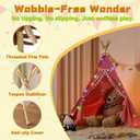 4 Pack Teepee Tent for Kids Slumber Party, Cotton Playhouse Tipi Sleepover Tent with Pompom & Lights for Girls & Boys Movie Night Birthday Party Supplies, 17 inches x 7 inches x 8 inches