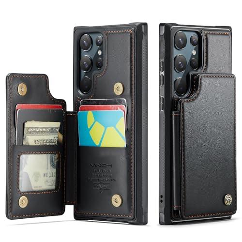 Vinich for Samsung Galaxy S22 Ultra Wallet Case with Card Holder, RFID Blocking Credit Slots Kickstand Shockproof Phone Cover Fit for Galaxy S22 Ultra 6.8" Black