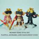 3D Printed Monkey King Articulated Animal Figurine Mini Play Ornament,Festive Holiday Desk Decor,Easter Basket Stuffers Gifts(Brown)
