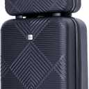 2 Piece Carry on Luggage Set, Airline Approved 20 Inch Luggage with Cosmetic Case Hard Shell Suitcase with Spinner Wheels, Lightweight Hardside Suitcases Set, Dark Black