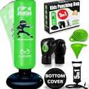 Marwan Sports 5-in-1 Kids Punching Bag Set – Ultra-Durable, Fast Bounce-Back Inflatable Boxing Bag with Gloves & Air Pump – Exciting & Safe Active Play for Boys Ages 4-12 (Patent Pending)