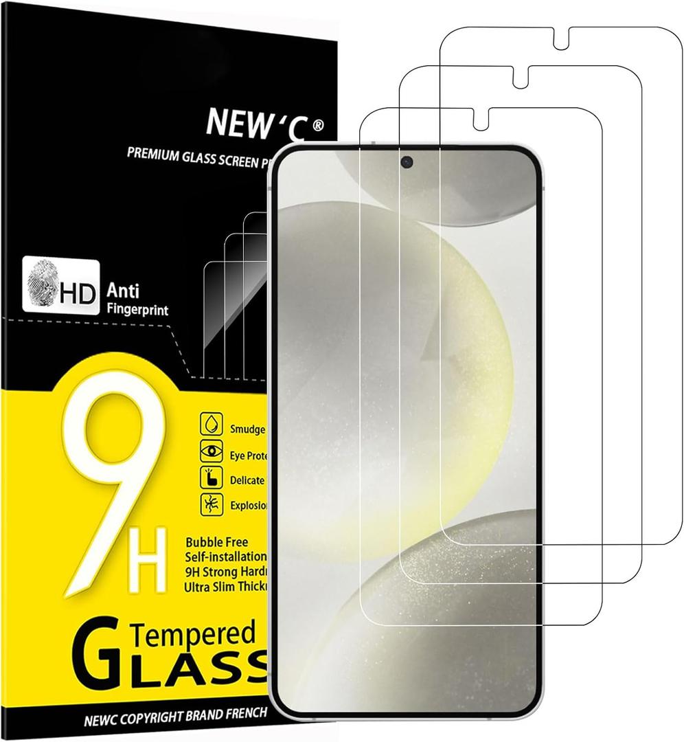 NEW'C 3 Pack Designed for Samsung Galaxy S25 Plus, Galaxy S25 Edge, Screen Protector Tempered Glass, Bubble Free, Ultra Resistant | Tempered Glass, Bubble Free, Ultra Resistant (Transparent)
