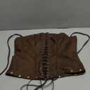 RoseSeek Women's PU Leather Lace Up Halter Top Y2K Sleeveless Backless Party Club Going Out Tops (X-Large, Brown)