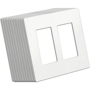 BESTTEN (10 Pack) USWP4 Matte White Series 2-Gang Decor Screwless Wall Plate, Decorator Outlet Cover, H4.69 x W4.73, for Light Switch, Dimmer, USB, GFCI, Receptacl