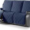 TAOCOCO 100% Waterproof Recliner Sofa Covers 3 Seater, Split Couch Covers for Reclining Couches for Kids Pets, Non Slip Reclining Couch Covers Furniture Protector with Straps (3 Seater, Navy Blue)