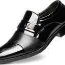 Men's Patent Leather Slip-on Dress Loafers Shoes Formal Tuxedo Shoes Work Business Office Dress Shoes (12, Black)