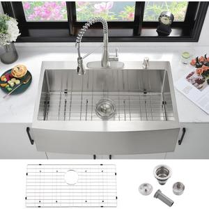 33x22 Stainless Steel Drop In Farmhouse Sink Single Bowl deep Sinks | 33 Inch Farmhouse Sink Drop In 16 Gauge Kitchen Farmhouse Sink Apron Front Farm Sinks Top Mount Kitchen Sink With Grid