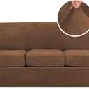 H.VERSAILTEX Modern Velvet Plush 4 Piece High Stretch Sofa Slipcover Sofa Cover Furniture Protector Form Fit Luxury Thick Velvet Sofa Cover for 3 Cushion Couch Width Up to 90 Inch (Sofa, Caramel)