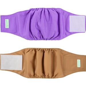 Wegreeco Washable Male Dog Belly Band (Stylish Pattern) - Pack of 2 - Washable Male Dog Belly Wrap, Dog Diapers Male (Purple and Coffee, Large)