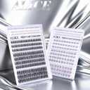 Flaunt Lash Clusters Kit Natural Wispy Lash Extension Kit Short 10mm-12mm-14mm Cluster Eyelash Extension Kit Individual Lashes Kit with Bottom Lashes Bond and Seal by ALICE