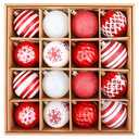 16PCS Christmas Ball Ornaments, 2.36 Inch Red and White Christmas Tree Ornaments with Glittering, Shatterproof Baubles for Christmas Tree Decorations, Wreaths, Garlands