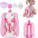 BABESIDE Baby Doll Carrier Set  Realistic Baby Doll Accessories with Carrier, Bib, Rattle, Bottle & Feeding Toys for 1012 Inch DollsNot Doll