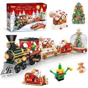 Christmas Train Building Blocks Set, Trian Model Building Toy Collectible Holiday Block Sets for Boys & Girls, Home Decor for Adult Boys Girls Kids Aged 8+(1041 PCS)
