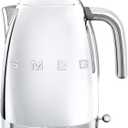 SMEG 7-Cup Variable Temperature Electric Kettle - Retro Style Aesthetic with Advanced Technology - Stainless Steel, 1400W, 120V, 360 Swivel Base, Keep Warm Function (Silver)