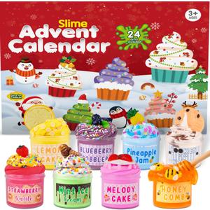 Advent Calendar 2025 - Christmas Countdown Calendars - 24 Days of Surprises with DIY Clay Slime Kit - Funny Toys Gifts for Kids Teens Girls Boys Toddler 4 5 6 7 8 9 10 11 12 Year Old