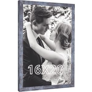 16x20 Frame Rustic Blue, 20x16 Picture Poster Frame, Horizontal Vertical Hanging, Large 16 by 20 Wall Gallery Family Concert Portrait Photo Frame Anniversary/Birthday/Wedding/Thank you/Christmas Gift