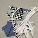 32Ft Racing Party Decorations Dusty Blue Black White Checkered Racing Car Fabric Banner Triangle Flag Pennant Garland Streamers for Boys Race Car Birthday Racetrack Baby Shower NASCAR Picnic Decor