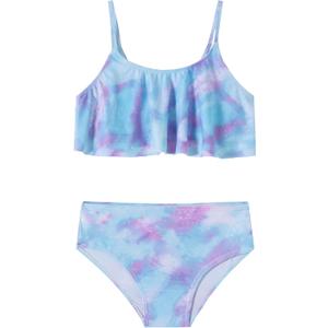 LIZENS Cute Bikini Swimwear Spaghetti Strap Tie Dye 2 Piece Swimsuits for Girls (10-12 Years, Purple)