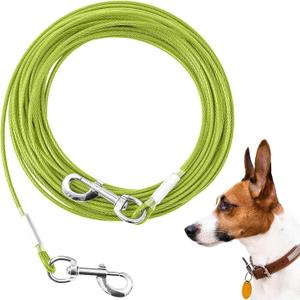Tie Out Cable for Dogs,150FT Dog Leads,Heavy Duty Tie Out Cable for Large Dogs Up to 125lbs,Durable Dog Runner Tether Line for Outdoor,Yard (Green)