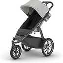 UPPAbaby Ridge V2 Jogging Stroller | All-Terrain Performance Suspension + Never-Flat Tires Built for Walking, Running + Trails | Water Bottle Holder Included | Savannah (Pearl Grey | Carbon Frame)