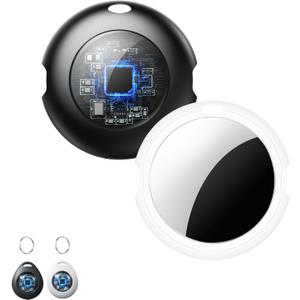 2 Pack Tracker Tag[Apple MFi Certified]Work with Apple Find My APP(iOS Only)Bluetooth Tracker Air Smart Locator Tags Item Key Finders Tracking Worldwide Waterproof for Luggage Bags Pet Wallet Backpack (Black+White)