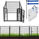 ADAVIN Tall Garden Fence with Gate,40 in(H) 4 Panels Animal Barrier Fence, Black Heavy Duty Iron Metal Fencing Border, Indoor or Outdoor Dog Playpen, No Dig RV Fencing for Yard. Total 8.9 FT(L)