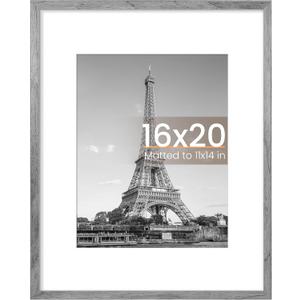upsimples 16x20 Picture Frame, Display Pictures 11x14 with Mat or 16 x 20 Without, Wall Hanging Poster Frame, Gray, 1 Pack